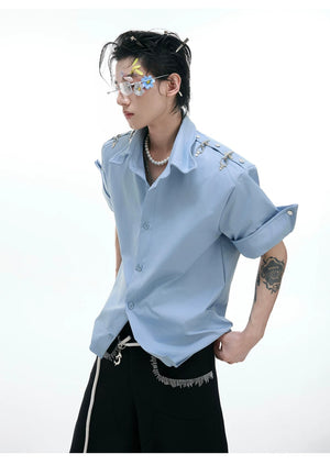 desc::deconstructed-metal-buckle-short-sleeve-shirt-boxy-fit-detail-img-9