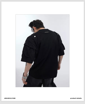 desc::deconstructed-metallic-padded-shoulder-boxy-tee-detail-img-2