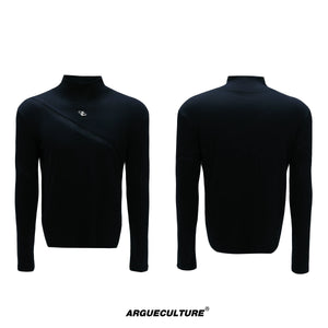 deconstructed-mock-neck-slim-tee-with-metal-logo-black-top