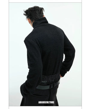 desc::deconstructed-mock-neck-slim-top-with-metal-logo-detail-img-9