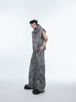 Deconstructed Nylon Utility Vest and Workwear Pants - main image 1