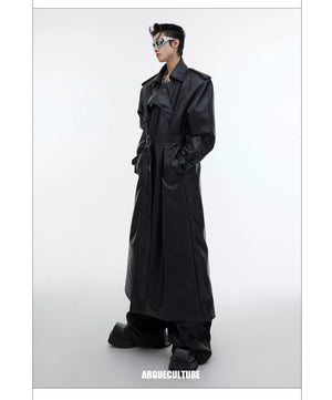 desc::deconstructed-padded-shoulder-pu-leather-long-trench-detail-img-13