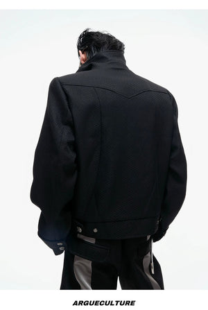 desc::deconstructed-patchwork-cropped-jacket-flare-pants-set-detail-img-13