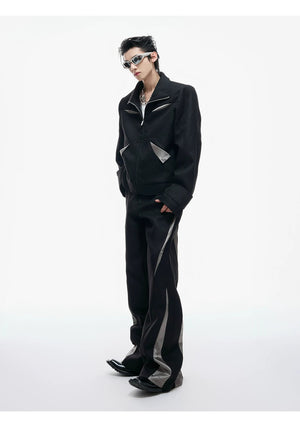 desc::deconstructed-patchwork-cropped-jacket-flare-pants-set-detail-img-8