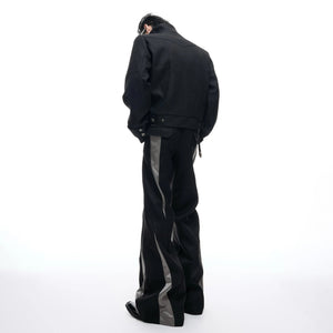 Close up of the flared leg design and high-quality cotton fabric