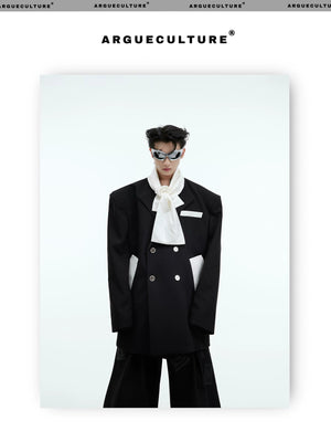 desc::deconstructed-patchwork-tie-oversized-blazer-for-men-detail-img-1