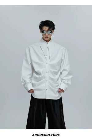 desc::deconstructed-pleated-scarf-collar-shirt-for-men-women-detail-img-3