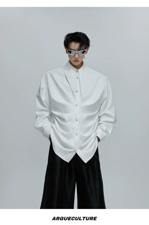 desc::deconstructed-pleated-scarf-collar-shirt-for-men-women-detail-img-4