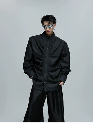 desc::deconstructed-pleated-scarf-collar-shirt-for-men-women-detail-img-6