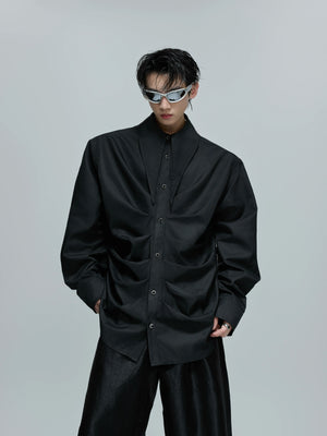 deconstructed-pleated-scarf-collar-shirt-for-men-women-white