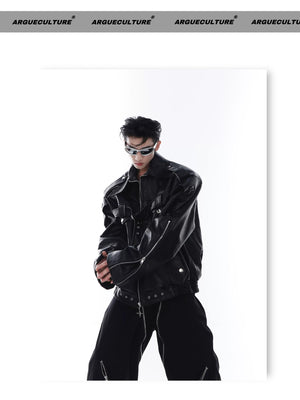 desc::deconstructed-pu-leather-moto-jacket-metal-studded-unisex-detail-img-15