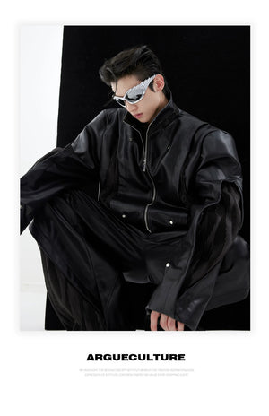 desc::deconstructed-pu-leather-patchwork-biker-set-for-men-detail-img-11