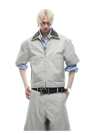 desc::deconstructed-pu-patchwork-short-sleeve-jacket-cargo-set-detail-img-6