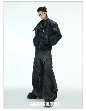 desc::deconstructed-rivet-moto-jacket-mens-streetwear-detail-img-5