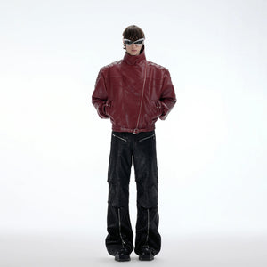 Detailed shot of high-quality PU leather texture and snap button hem
