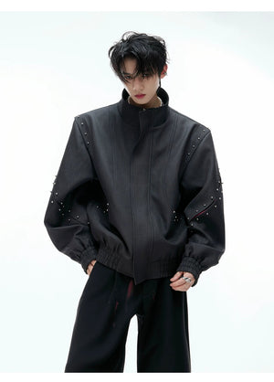 desc::deconstructed-rivet-stand-collar-loose-jacket-detail-img-5