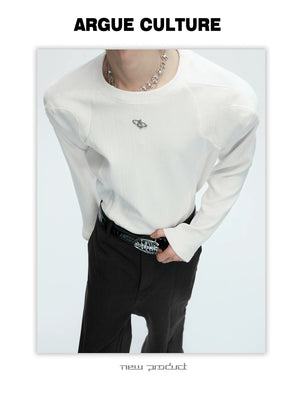 desc::deconstructed-slim-ribbed-tee-with-leather-patch-detail-img-4