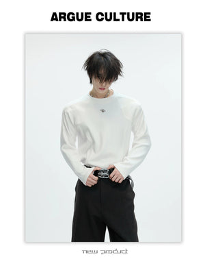 desc::deconstructed-slim-ribbed-tee-with-leather-patch-detail-img-5