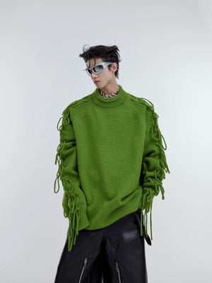 deconstructed-tassel-knit-sweater-oversized-streetwear-crewneck-green