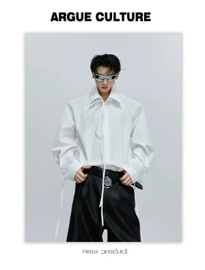 desc::detachable-shoulder-pad-lace-ribbon-unisex-loose-shirt-detail-img-11