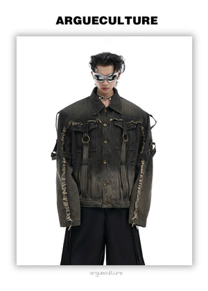 desc::distressed-deconstructed-denim-jacket-gradient-wash-streetwear-detail-img-13