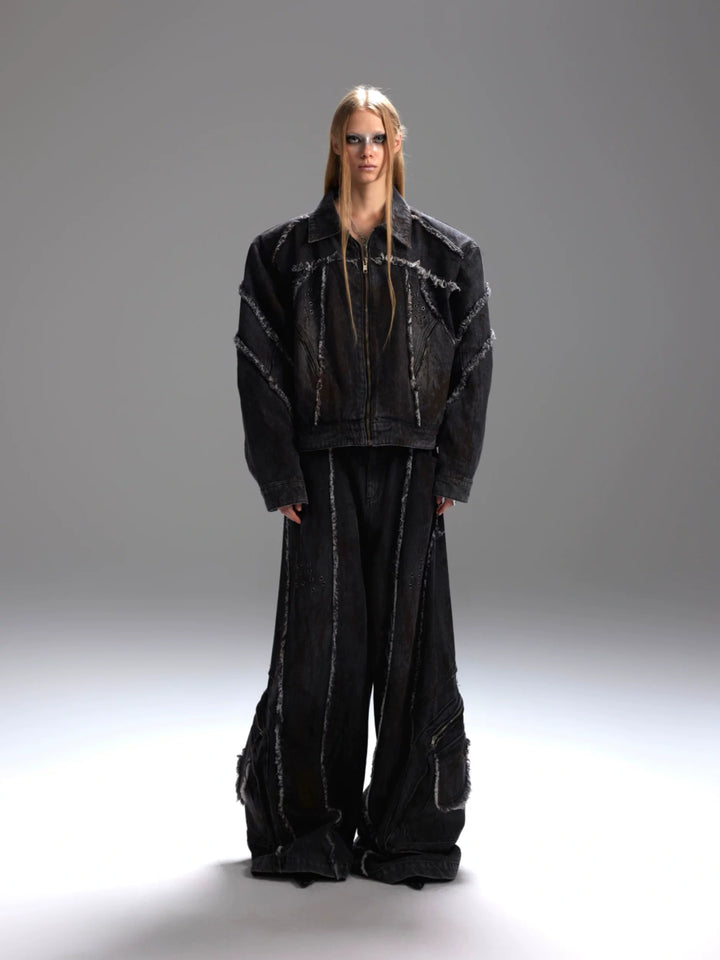 Distressed Deconstructed Denim Jacket & Pants Set - main image 1