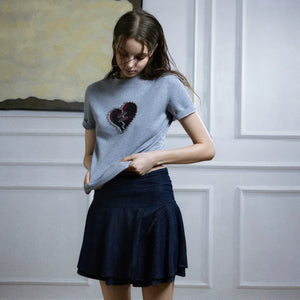 Back view of a black oversized heavyweight cotton t-shirt