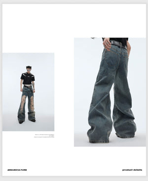 desc::distressed-hollow-out-flare-jeans-vintage-gradient-denim-detail-img-7