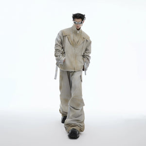 Detail shot of the deconstructed ink-jet gradient fabric on windbreaker