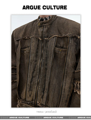 desc::distressed-metal-fringe-denim-jacket-pants-set-detail-img-11