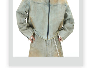 desc::distressed-pearl-denim-jacket-flare-jeans-streetwear-set-detail-img-3