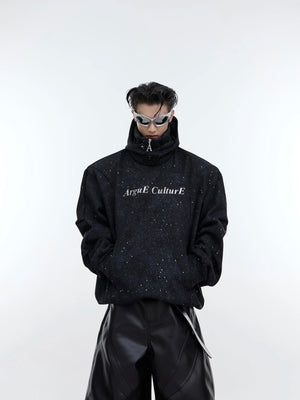 distressed-shimmer-double-layer-oversized-hoodie-black