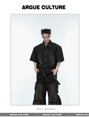 desc::distressed-short-sleeve-denim-jacket-streetwear-shirt-detail-img-12