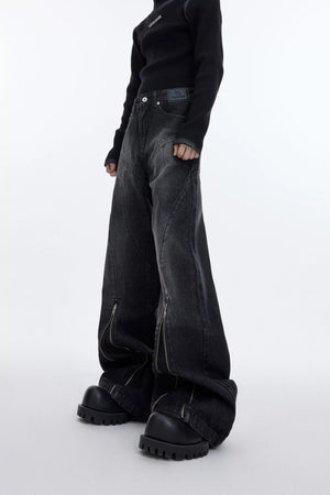 distressed-structural-flared-jeans-with-zipper-detail-gray