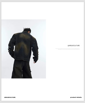 desc::distressed-wasteland-denim-set-retro-cargo-jacket-pants-detail-img-5