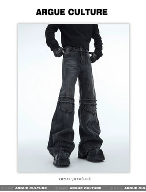 desc::distressed-water-ripple-frayed-edge-straight-jeans-for-men-detail-img-2