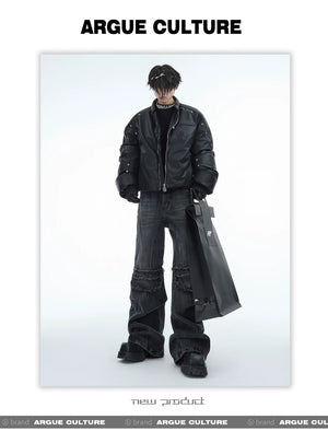 desc::distressed-water-ripple-frayed-edge-straight-jeans-for-men-detail-img-5