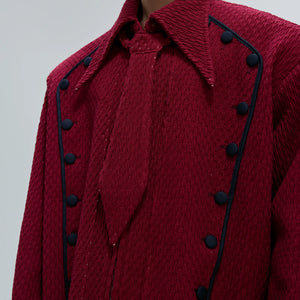 Back view of the thickened cotton-wool blend jacket showing fabric texture