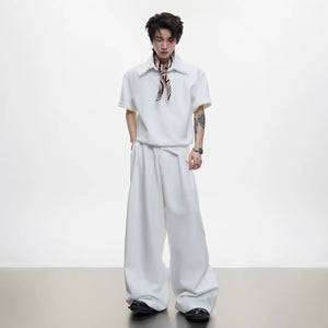 Men's black relaxed sport set with double collar design