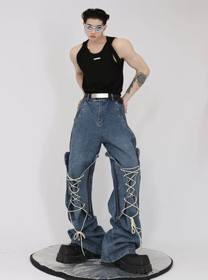 Back view of minimalist black double strap vest for men