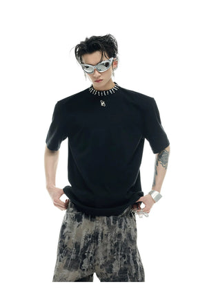 desc::embellished-pearl-mock-neck-oversized-streetwear-tee-detail-img-5