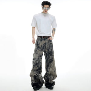 Intricate pearl and rhinestone collar detail on streetwear tee