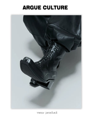 desc::embossed-spine-distressed-leather-chelsea-boots-detail-img-2
