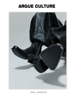 desc::embossed-spine-distressed-leather-chelsea-boots-detail-img-5