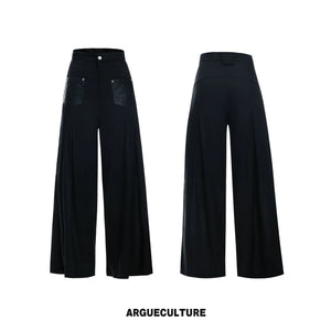 Embroidered Lyocell Linen Relaxed Shirt & Pants Set - Black Pants