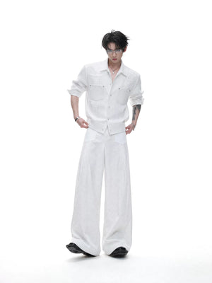Embroidered Lyocell Linen Relaxed Shirt & Pants Set - main image 2