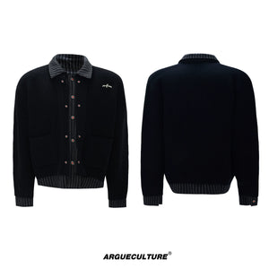 fake-two-piece-striped-wool-cardigan-royal-button-jacket-black-top