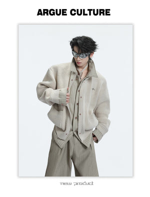 desc::fake-two-piece-striped-wool-cardigan-royal-button-jacket-detail-img-1