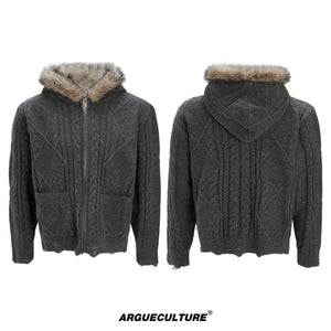 faux-fur-collar-wool-knit-cardigan-streetwear-sweater-brown