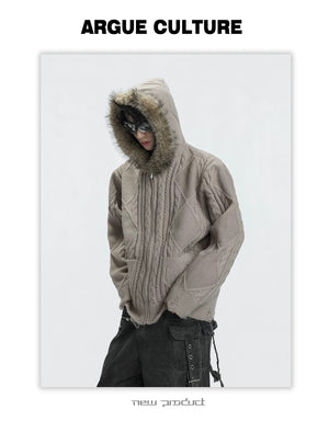 desc::faux-fur-collar-wool-knit-cardigan-streetwear-sweater-detail-img-1